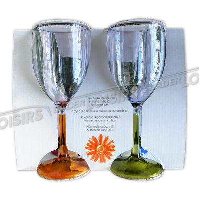  EURO ACCESSOIRES 2 FULL SERVICE  4 VERRES A VIN A PIEDS COLORES