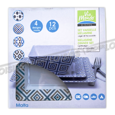  EURO ACCESSOIRES 2 FULL SERVICE  SET 12PCS MELAMINE CARRE MALTA