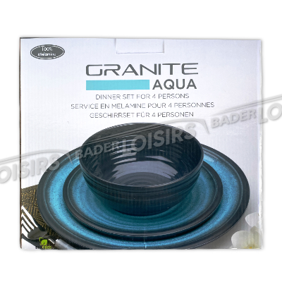  EURO ACCESSOIRES 2 FULL SERVICE  VAISSELLE 12 PCS GRANITE AQUA